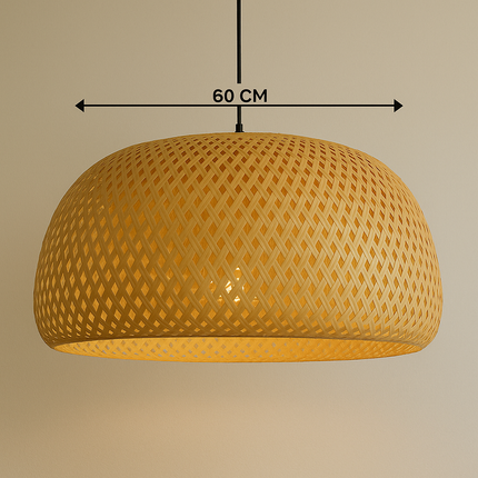 Natural Bamboo Pendant Light – Handwoven Rattan Ceiling Lamp