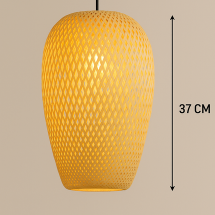 Natural Bamboo Pendant Light – Handwoven Rattan Ceiling Lamp