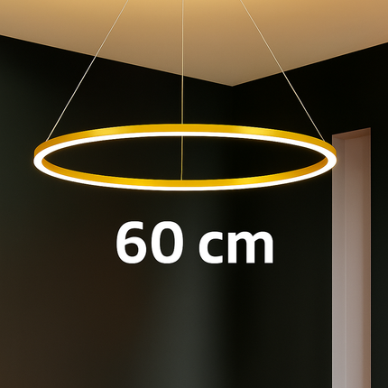 Modern Gold Ring LED Pendant Light with Remote
