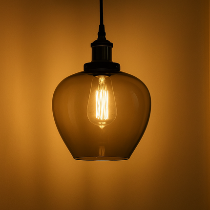 Modern Apple Shape Smoke Glass Pendant Light (2Pcs Pack) – Elegant Hanging Lamp with Edison Bulb for Bedroom, Living Room, or Hotel Decor (200MM, 250MM, 300MM)