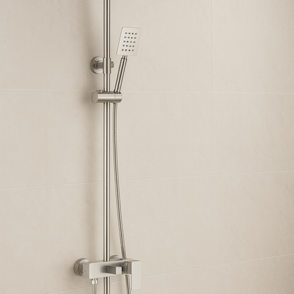 Stainless Steel Wall Mounted Rain Shower Set with Handheld and Spout – Modern Bathroom Fixture