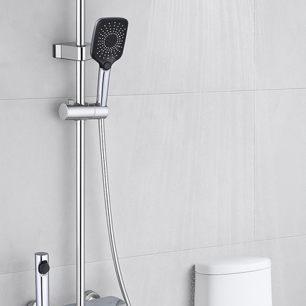 Modern Chrome Shower Set with Rainfall Head, Handheld & Toilet Spray – 3-in-1 Wall Mounted System
