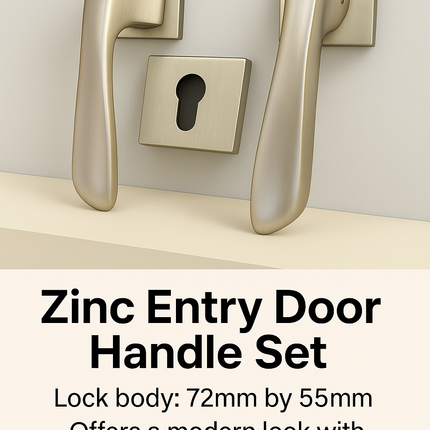 Modern Zinc Alloy Door Handle Set with Keyhole | (2Pcs Pack) Brushed Finish | Full Set