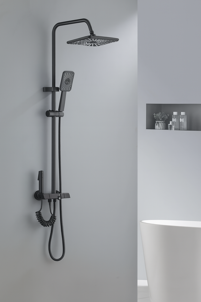 Luxury 3-in-1 Shower Set with Rainfall Head, Handheld, and Bidet Spray – Modern Wall-Mounted Design