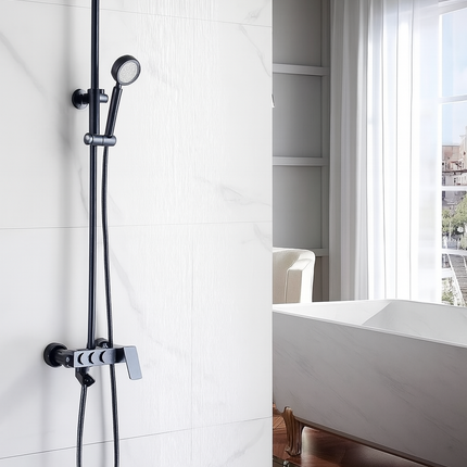 Stainless Steel Wall Mounted Rain Shower Set with Handheld and Spout – Modern Bathroom Fixture