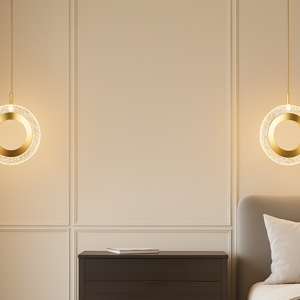 Modern LED Ring Pendant Light (2pcs Pack) – Crystal Glow Chandelier for Hotels & Luxury Spaces