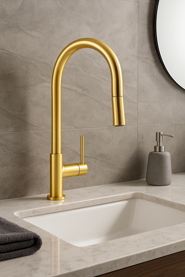 Luxury Kitchen/Bathroom Faucet – High Arc Pull-Down Mixer Tap