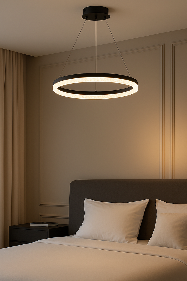 Crystal LED Ring Pendant Light – Modern Ceiling Lamp for Living Room & Drawing Room