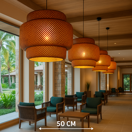 Luxury Woven Rattan Pendant Light – Handcrafted Bamboo Ceiling Lamp for Resort & Home Decor