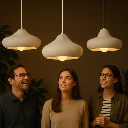 Modern Textured Pendant Light – Elegant White Hanging Lamp for Dining, Living Room & Cafe