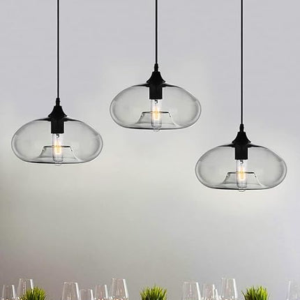 Retro Clear Glass Lampshade Pendant Lighting Industrial Vintage Loft Bar E27 Ceiling Hanging Lamp DIY Chandelier, Vintage Chandelier, Gray