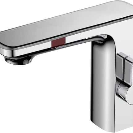 Faucet/Tap,Smart LCD Sensor Basin Faucet, Digital Display Screen Hot and Cold Water Mixer Tap, Brass Deck Mounted Touchless Bathroom Sink Faucet (Chrome)