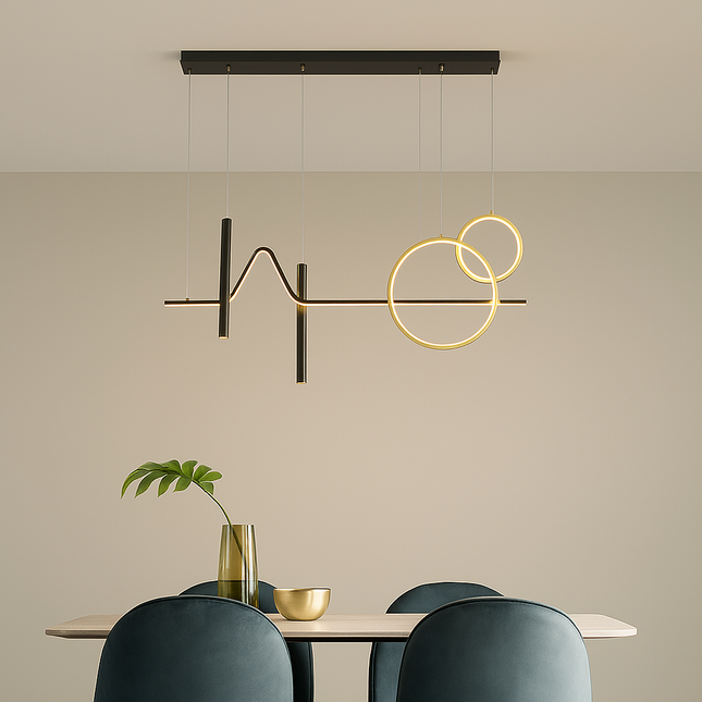 Modern Geometric LED Pendant Light – Minimalist Hanging Fixture for Dining & Living Spaces