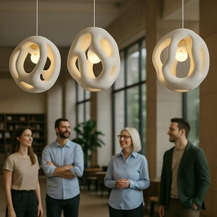 Modern Sculptural Pendant Light – Artistic White Ceiling Lamp for Living Room, Dining Room, or Hall | Unique Handcrafted Design | E27 Bulb Compatible