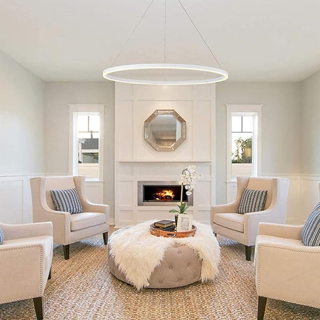 Modern LED Ring Pendant Light – Minimalist Ceiling Light Fixture for Dining Room, Living Room, or Office
