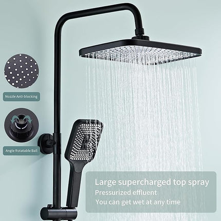 Thermostatic Shower System with Digital Display 4-in-1 with Digital Display – Rainfall Head, Handheld, Spray Gun & Tap