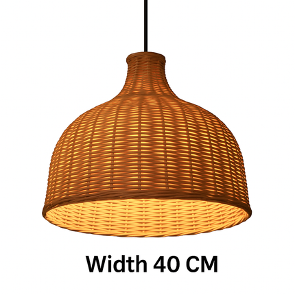 Handwoven Rattan Pendant Light – Natural Bamboo Ceiling Lamp (Width 40 CM) for Home & Hospitality Spaces