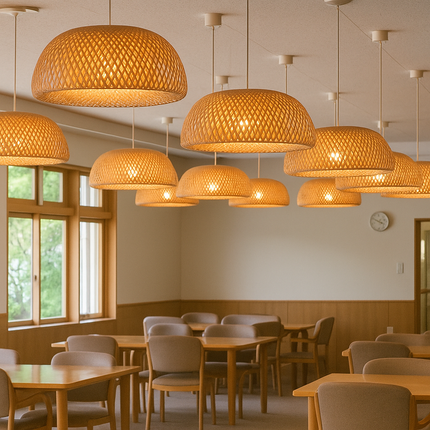 Natural Bamboo Pendant Light – Handwoven Rattan Ceiling Lamp