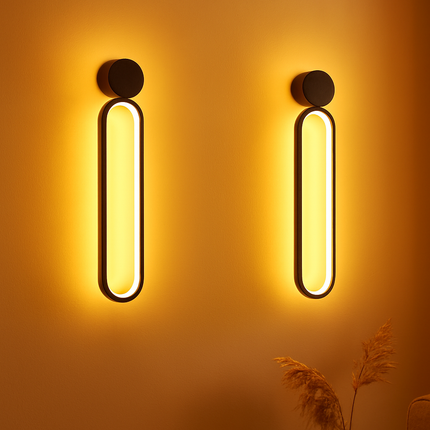 Modern Black LED Wall Light (2pcs Pack) – Sleek Vertical Design for Hotel Lobbies & Living Spaces
