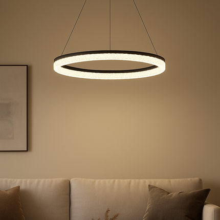 Crystal LED Ring Pendant Light – Modern Ceiling Lamp for Living Room & Drawing Room