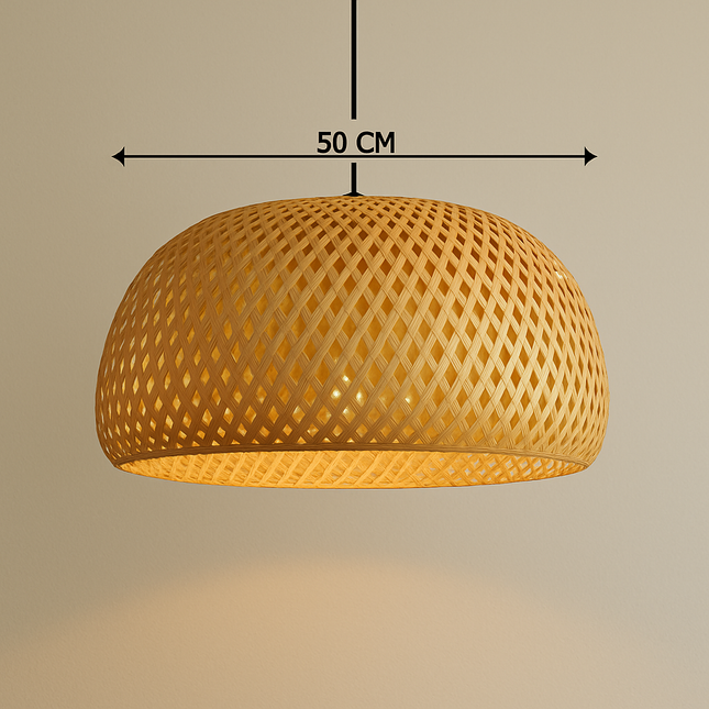 Natural Bamboo Pendant Light – Handwoven Rattan Ceiling Lamp