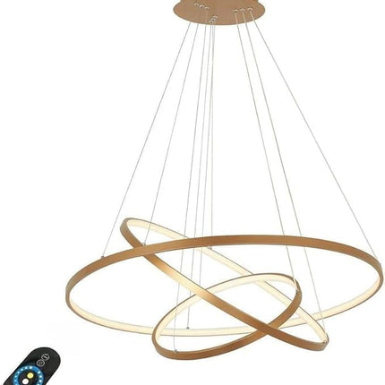 Modern Orbit Ring Chandelier – Gold LED Ceiling Pendant Light for Dining & Living Room