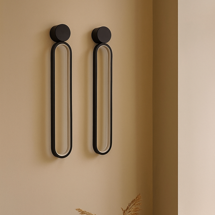 Modern Black LED Wall Light (2pcs Pack) – Sleek Vertical Design for Hotel Lobbies & Living Spaces
