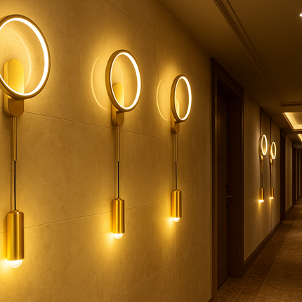 Luxury Gold Wall Light (2pcs Pack) – Modern LED Hotel Sconce Lighting