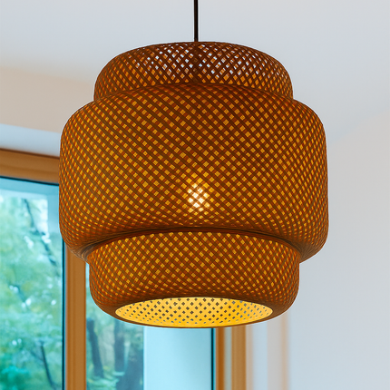 Luxury Woven Rattan Pendant Light – Handcrafted Bamboo Ceiling Lamp for Resort & Home Decor