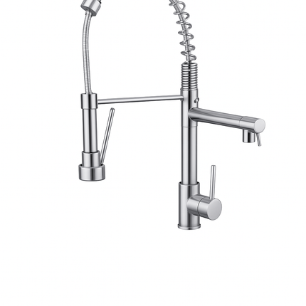Premium Kitchen Faucet with Pull-Down Sprayer – Commercial-Style Dual Handle Tap