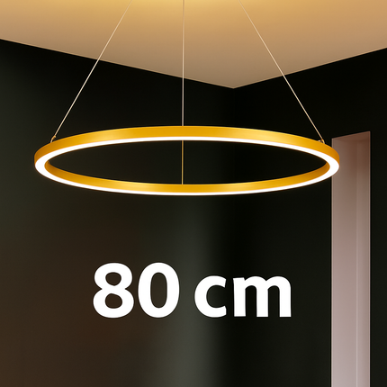 Modern Gold Ring LED Pendant Light with Remote
