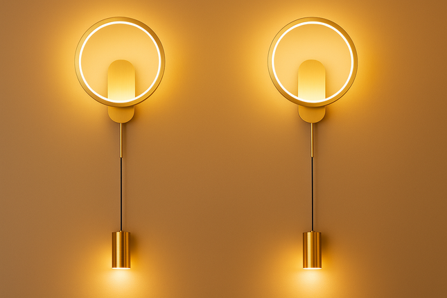 Luxury Gold Wall Light (2pcs Pack) – Modern LED Hotel Sconce Lighting