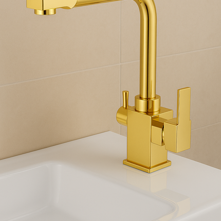 Matte Black Kitchen & Bathroom Mixer Faucet – Dual Function Square Design
