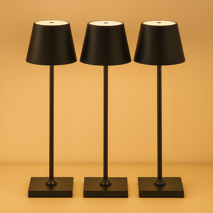 Rechargeable Modern Matte Black Table Lamps – LED Touch Control Dimmable (2pcs Pack)