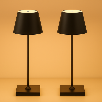 Rechargeable Modern Matte Black Table Lamps – LED Touch Control Dimmable (2pcs Pack)