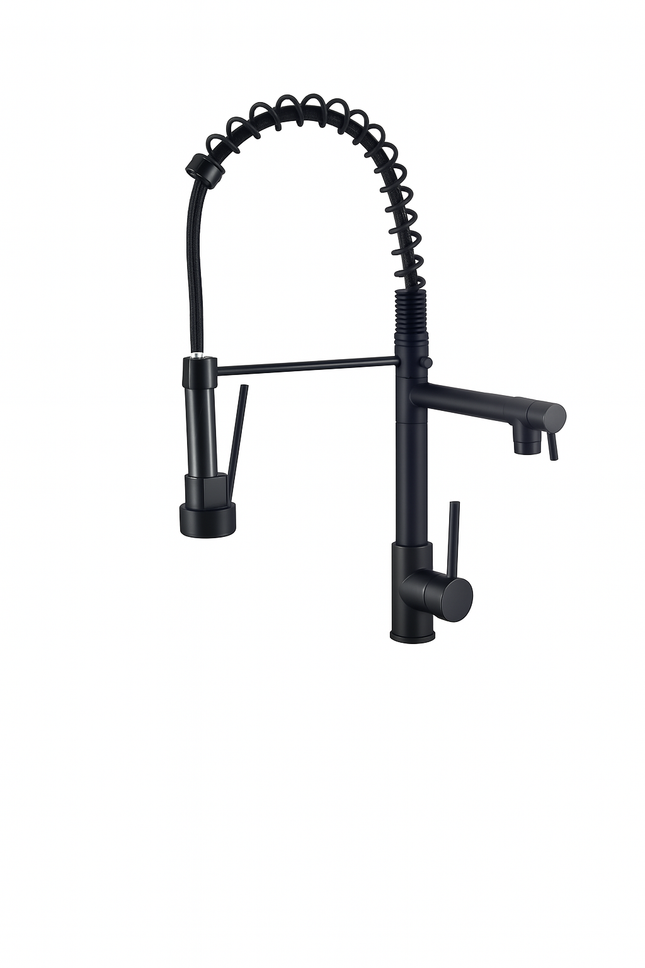 Premium Kitchen Faucet with Pull-Down Sprayer – Commercial-Style Dual Handle Tap