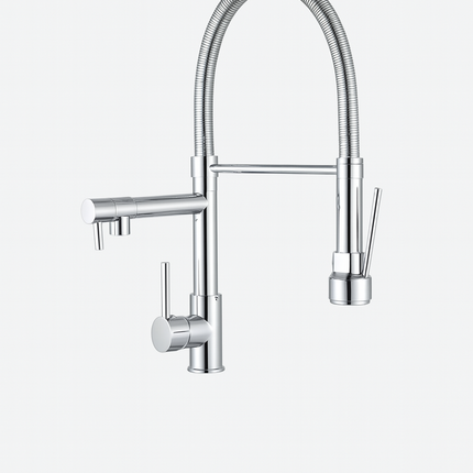 Modern Kitchen Faucet with Pull Down Sprayer and Dual Handles