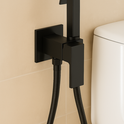 Matte Black Handheld Bidet Sprayer Set – All Copper with Wall Bracket & Hose