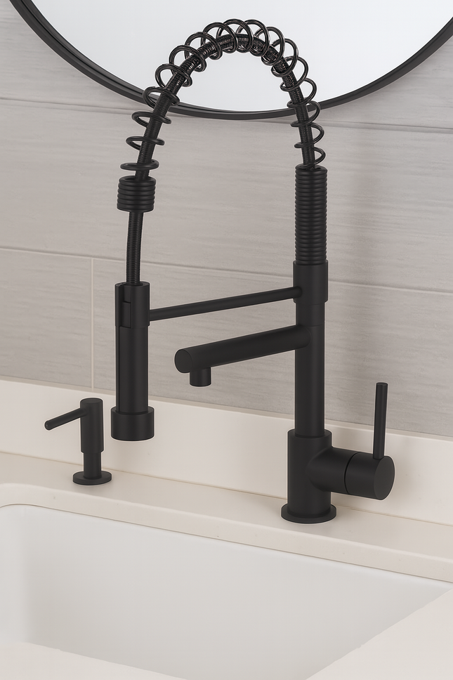 Modern Industrial Kitchen Faucet with Pull-Down Sprayer