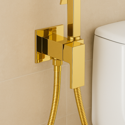 Matte Black Handheld Bidet Sprayer Set – All Copper with Wall Bracket & Hose