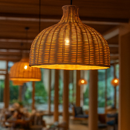 Handwoven Rattan Pendant Light – Natural Bamboo Ceiling Lamp (Width 40 CM) for Home & Hospitality Spaces