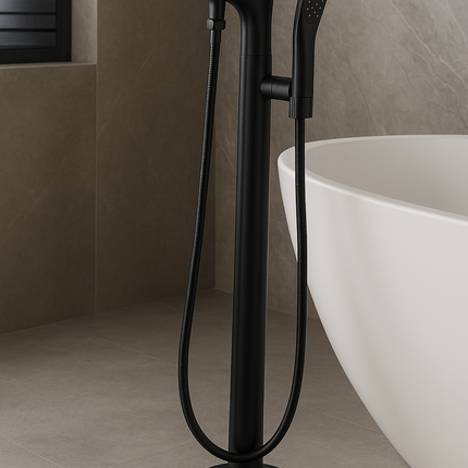 Modern Freestanding Bathtub Faucet with Hand Shower – Floor Mounted Mixer Tap