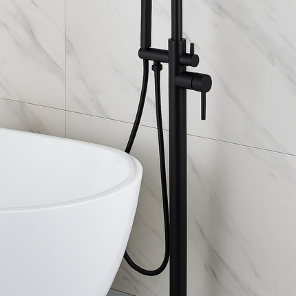 Bathtub Faucet with Hand Shower – Modern Floor-Mounted Design